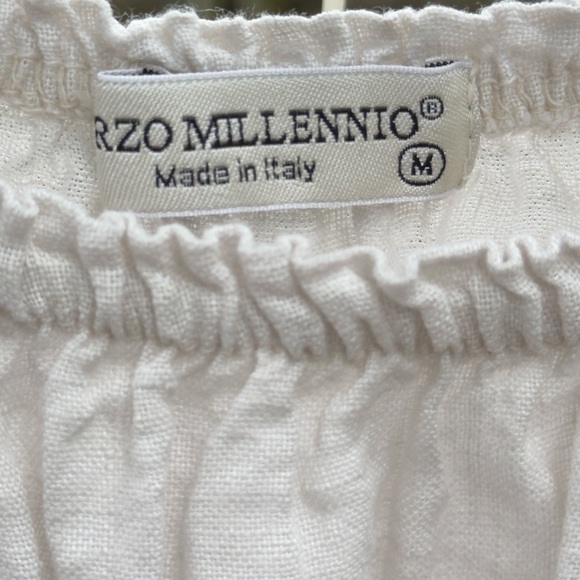 Terzo Millennio Tunic Mini Dress Linen Italy Tiered Crochet - Picture 3 of 3